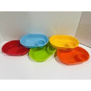 Melamine multicolor stacking Snack Lunch dip dish trays, set of 5
